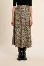 Load image into Gallery viewer, Lenora Satin Midi Skirt in Black
