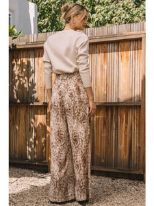 Snake Print Elastic Waist Pant