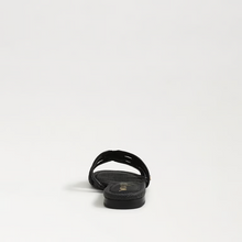 Load image into Gallery viewer, Bay Multicolor Slide Sandal in Black Linen Faux Raffia
