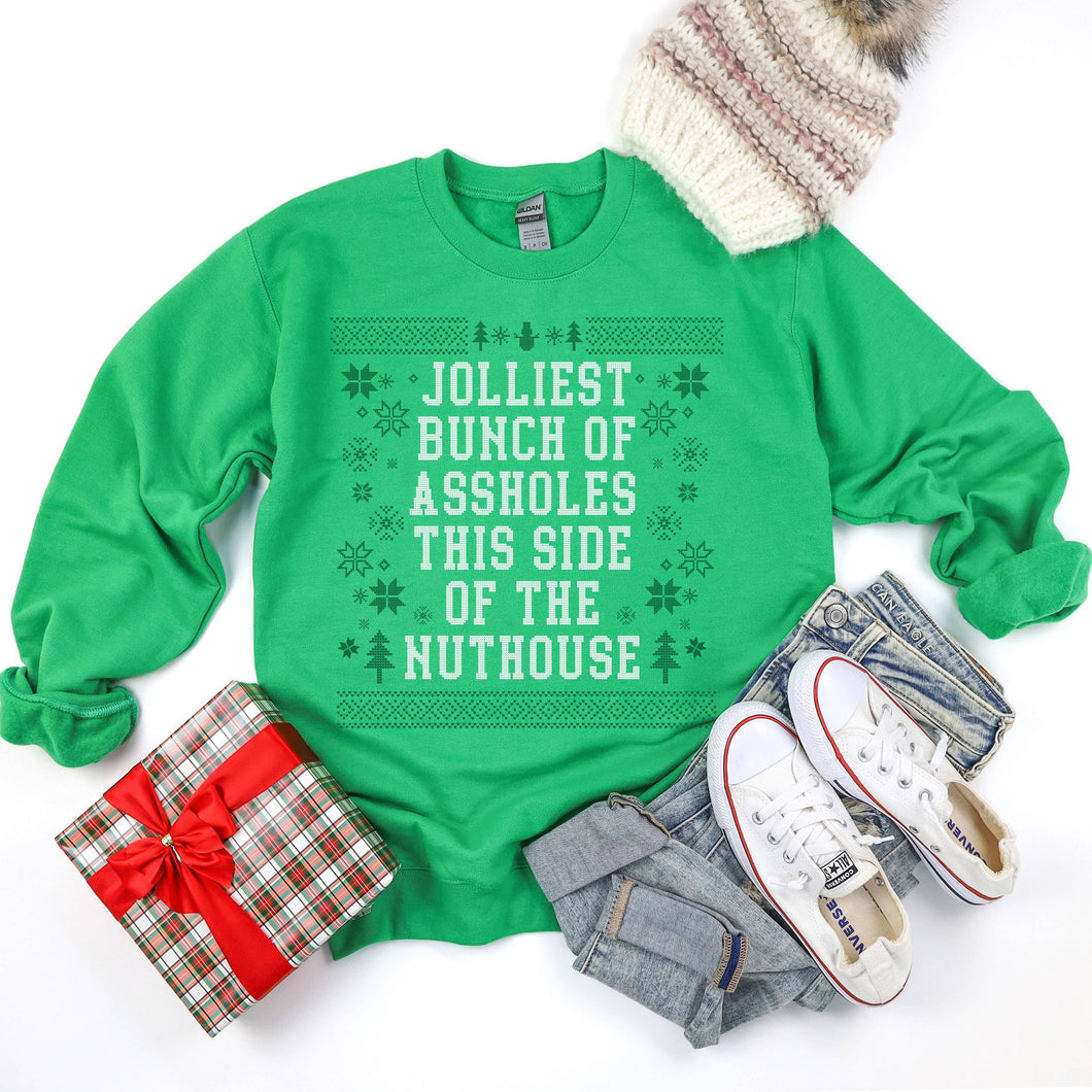 Holiday Crewneck Jolliest Bunch in Green
