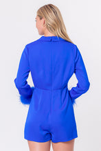 Load image into Gallery viewer, Satin Romper with Feather Detail
