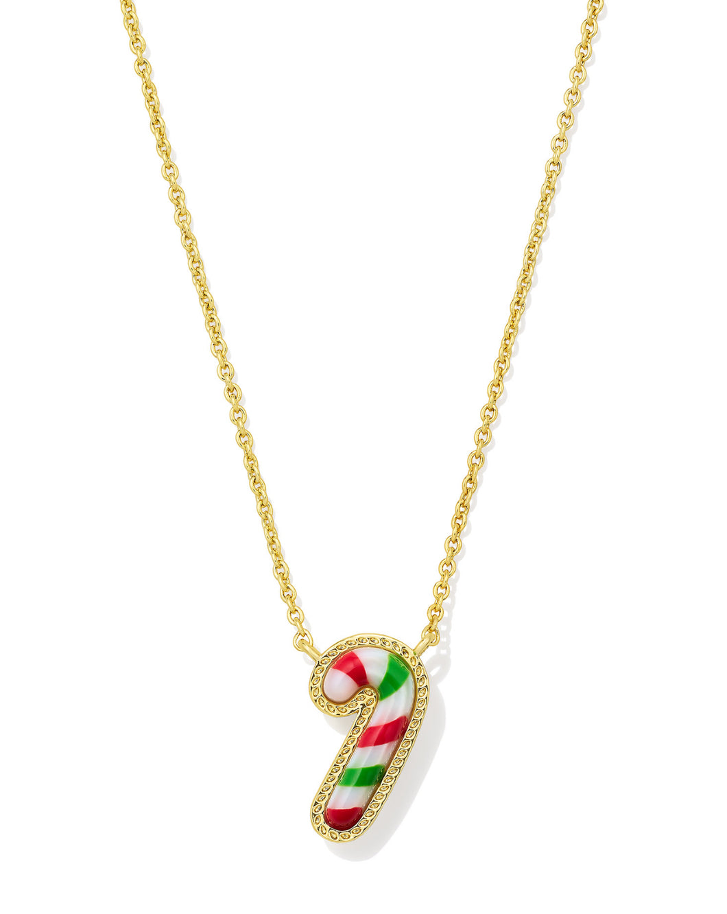 Kendra Scott Gold Candy Cane Pendant Necklace in Red & Green Mix