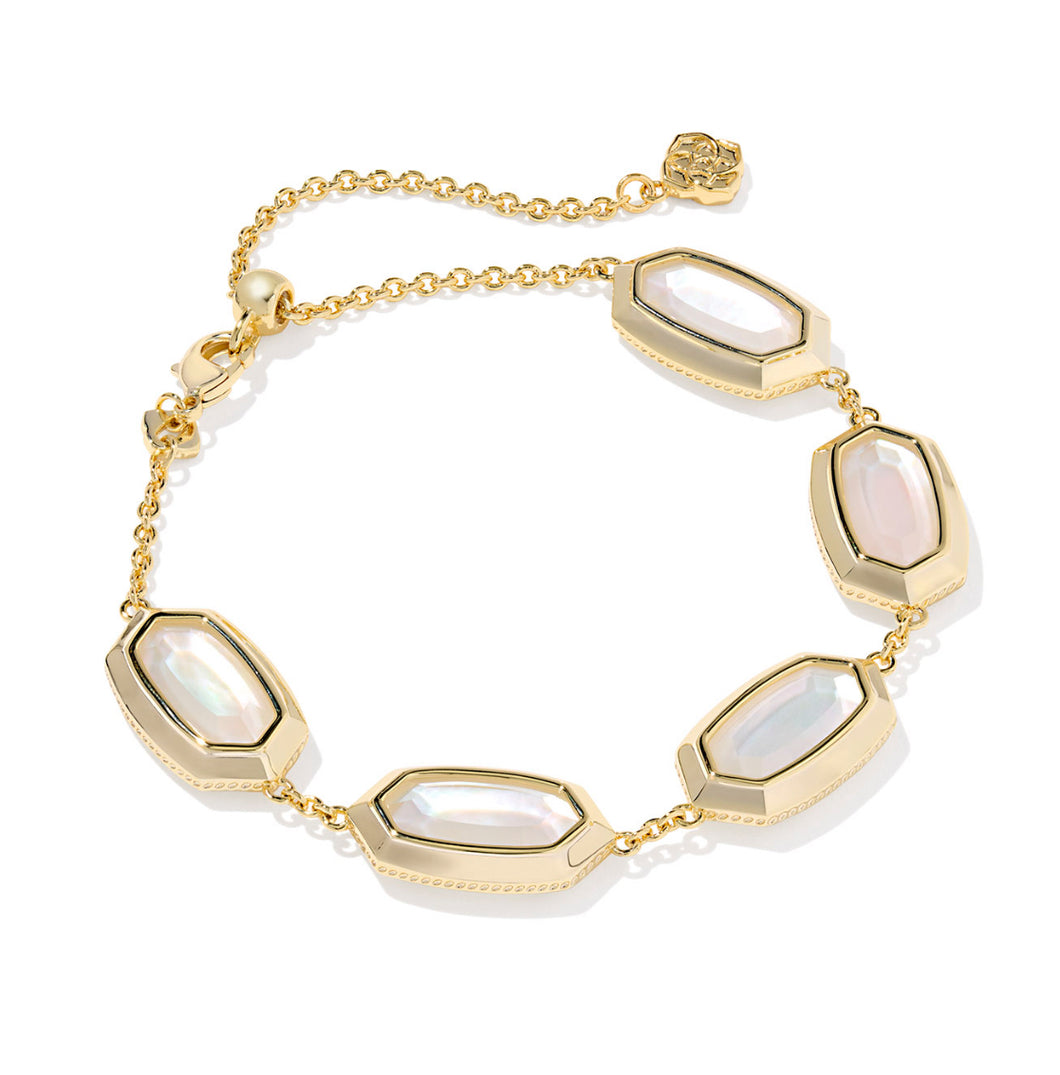 Kendra Scott Elaina Gold Bezel Delicate Bracelet in Ivory MOP