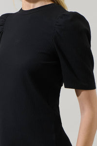 Bertha Knit Ruched Top in Black