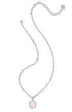 Load image into Gallery viewer, Kendra Scott Daphne Silver Pave Frame Necklace in Rose Quartz
