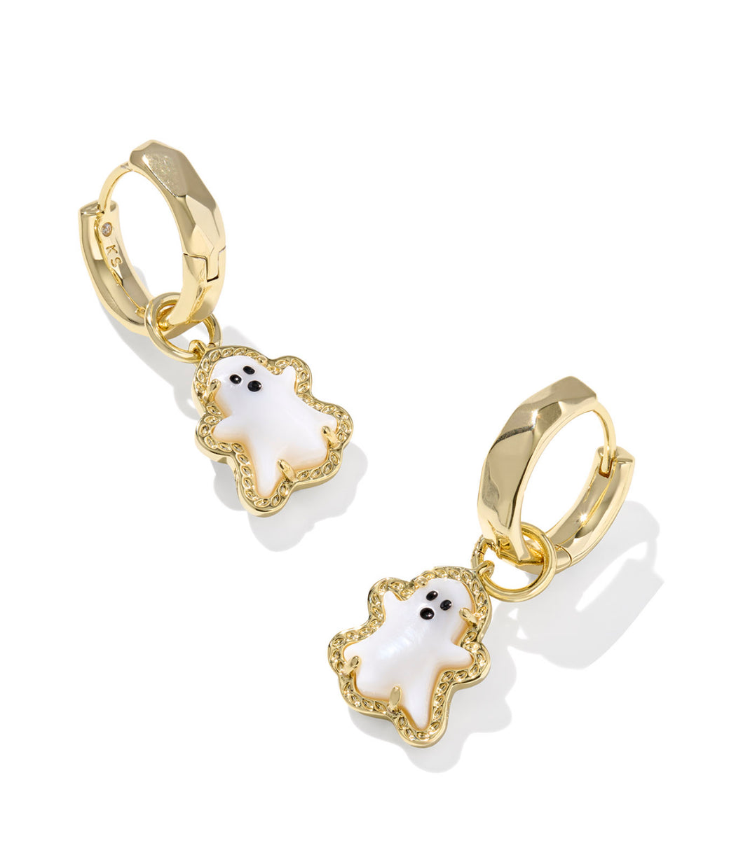 Kendra Scott Ghost Gold Huggie Earring in White Mother of Pearl