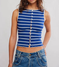 Load image into Gallery viewer, Tilly Striped Tank Vest in Navy Combo
