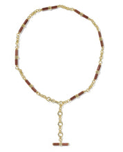 Load image into Gallery viewer, Bree Beaded Gold Link Chain Necklace in Orange Goldstone
