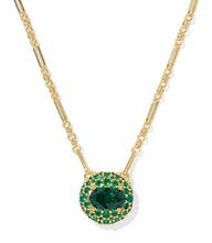 Load image into Gallery viewer, Kendra Scott Bella Gold Short Pendant Necklace in Dark Green Crystal
