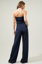 Load image into Gallery viewer, Lappel Tube Top Wide Leg Jumpsuit in Navy
