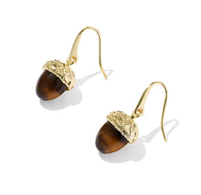Load image into Gallery viewer, Acorn Gold Drop Earring in Brown Tigers Eye

