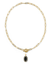 Load image into Gallery viewer, Elisa Gold Enamel Link and Chain Necklace in Black Agate
