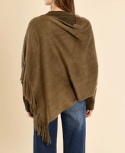 Load image into Gallery viewer, Freida Fringe Poncho in Olive
