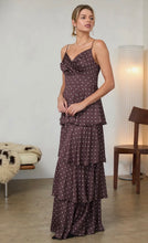 Load image into Gallery viewer, Cami Tiered Maxi Dress in Brown Polka Dot
