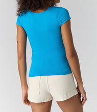 Load image into Gallery viewer, Sunfade Clean Lines Baby Tee in Hyper Teal
