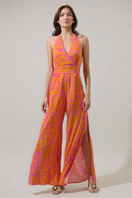 Load image into Gallery viewer, Kaci Floral Magic Moment Halter Jumpsuit in Orange
