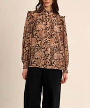 Load image into Gallery viewer, Athena Woven Shirt in Black &amp; Brown Mix
