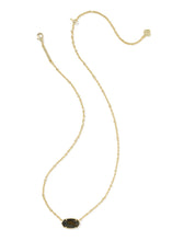 Load image into Gallery viewer, Elisa Tiger Striped Gold Necklace in Dark Brown Hawk’s Eye
