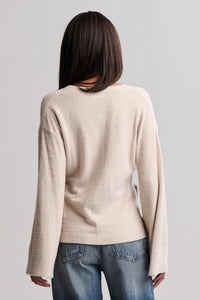 CozyChic Lite Wide Sleeve Button Front Cardigan in Stone