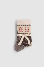 Load image into Gallery viewer, CozyChic Lined FairIsle Slipper Socks in Umber Multi
