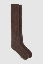 Load image into Gallery viewer, CozyChic Pointelle Knee High Socks in Umber
