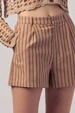 Load image into Gallery viewer, Coastal Linen Stripe Shorts in Taupe
