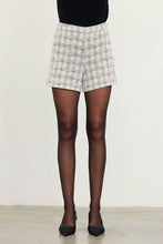 Load image into Gallery viewer, Plaid Tweed Shorts in Ivory &amp; Black
