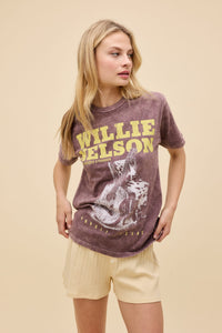 Willie Nelson Red Headed Stranger Weekend Tee in Brown Stone Acid