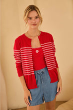 Load image into Gallery viewer, Striped Button Down Cardigan in Red &amp; Pink

