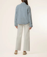 Load image into Gallery viewer, Ellie Stripe Denim Jacket in Indigo &amp; White
