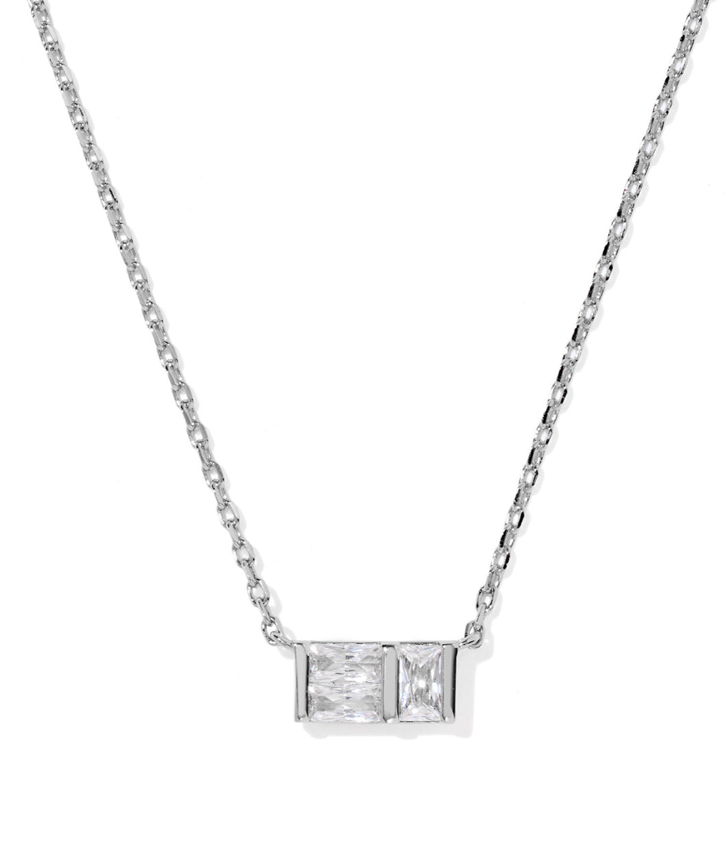 Kendra Scott Jamie Silver Pendant Necklace in White CZ