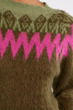 Load image into Gallery viewer, Tamara Knit Sweater in Olive &amp; Hot Pink
