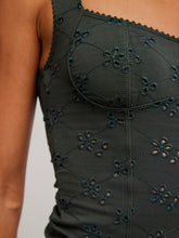 Load image into Gallery viewer, Full Bloom Cotton Eyelet Cami in Hunter

