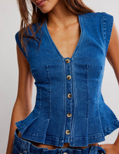 Load image into Gallery viewer, Dylan Denim Vest in Medium Blue

