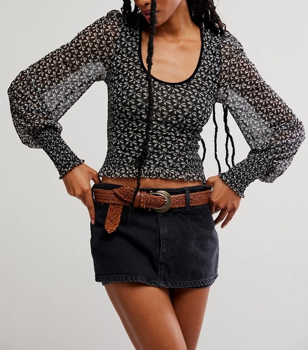 Dottie Printed Knit Top in Black Combo