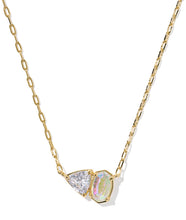 Load image into Gallery viewer, Kendra Scott Tatum Gold Short Pendant Necklace in White CZ Mix
