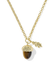 Load image into Gallery viewer, Acorn Gold Short Pendant Necklace in Brown Tigers Eye
