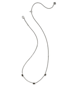 Kendra Scott Mini Elisa Vintage Silver Three Stone Necklace in Golden Obsidian