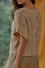 Load image into Gallery viewer, Knit Crochet Round Neck Sweater in Taupe
