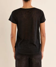 Load image into Gallery viewer, Gold Trim V-Neck Tee in Black
