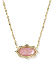 Load image into Gallery viewer, Kendra Scott Elisa Scallop Frame Gold Short Pendant Necklace in Light Pink Iridescent Abalone
