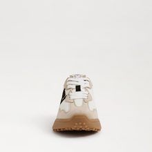 Load image into Gallery viewer, Langley Lace Up Sneaker in White, Tan &amp; Black Suede
