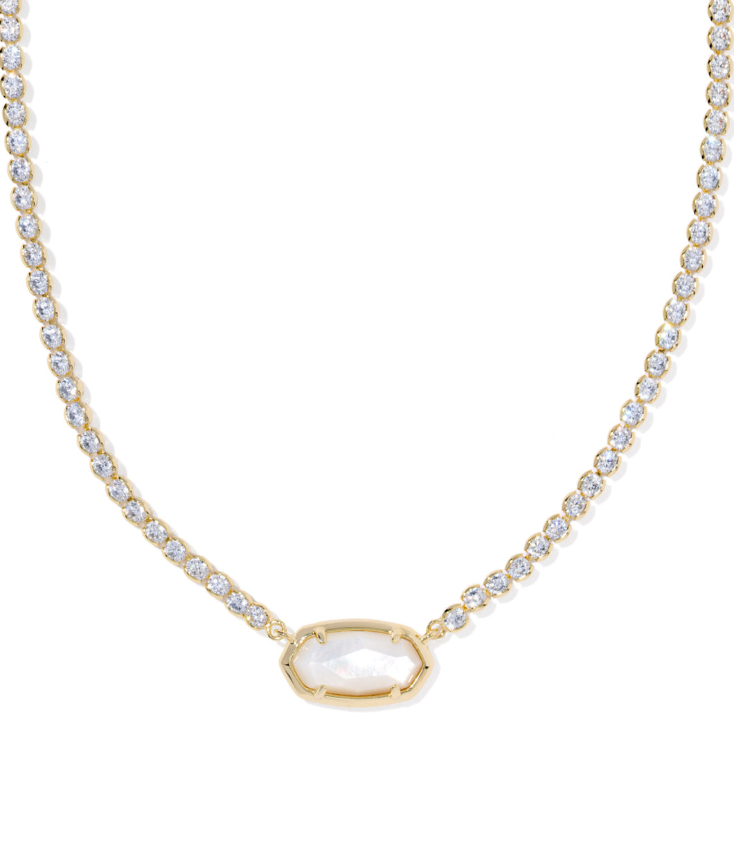 Kendra Scott Elisa Gold Tennis Necklace in Ivory Mother of Pearl