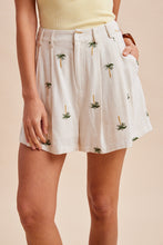 Load image into Gallery viewer, Palm Tree Embroidered Linen Shorts in Natural
