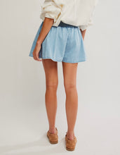 Load image into Gallery viewer, Paradise Found Denim Mini Skort in Capri Blue
