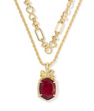 Load image into Gallery viewer, Kendra Scott Daphne Bow Gold Multi Strand Necklace in Dark Burgundy Illusion
