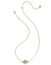 Load image into Gallery viewer, Kendra Scott Abbie Medallion Gold Pendant Necklace in Abalone Sea Green Mix
