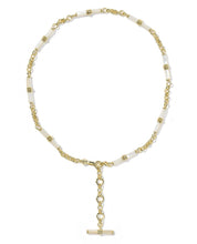 Load image into Gallery viewer, Bree Beaded Gold Link Chain Necklace in Ivory Mother-of-Pearl
