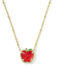 Load image into Gallery viewer, Apple Gold Short Pendant Necklace in Red Illusion
