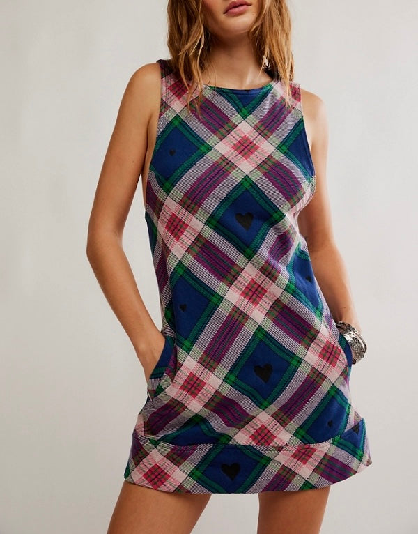 Free People Carven Plaid Mini - Berry Combo
